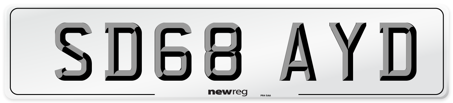 SD68 AYD Number Plate from New Reg